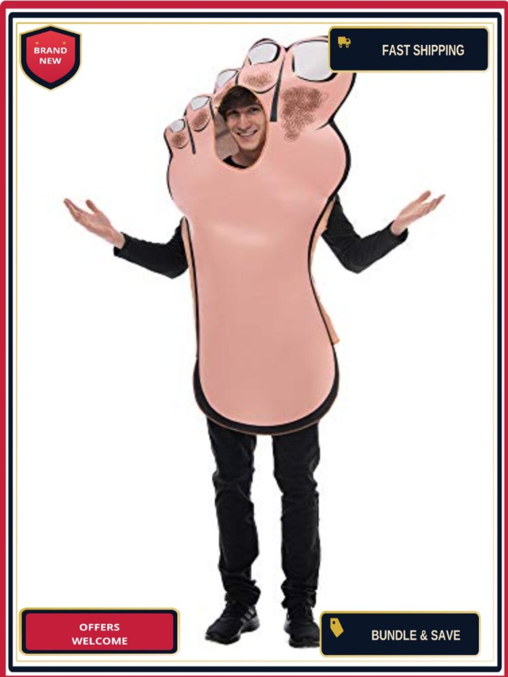 EraSpooky Adult Funny Foot Costume Giant Big Foot Tunic Halloween Party